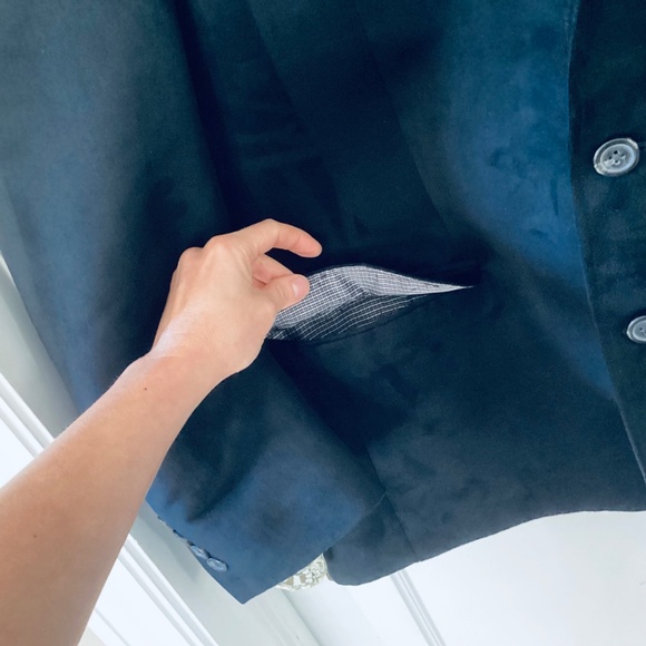 Chaps Blazer Mens 44R Black Suede 2 Button Sport Coat Jacket Office Career Event - Picture 8 of 16